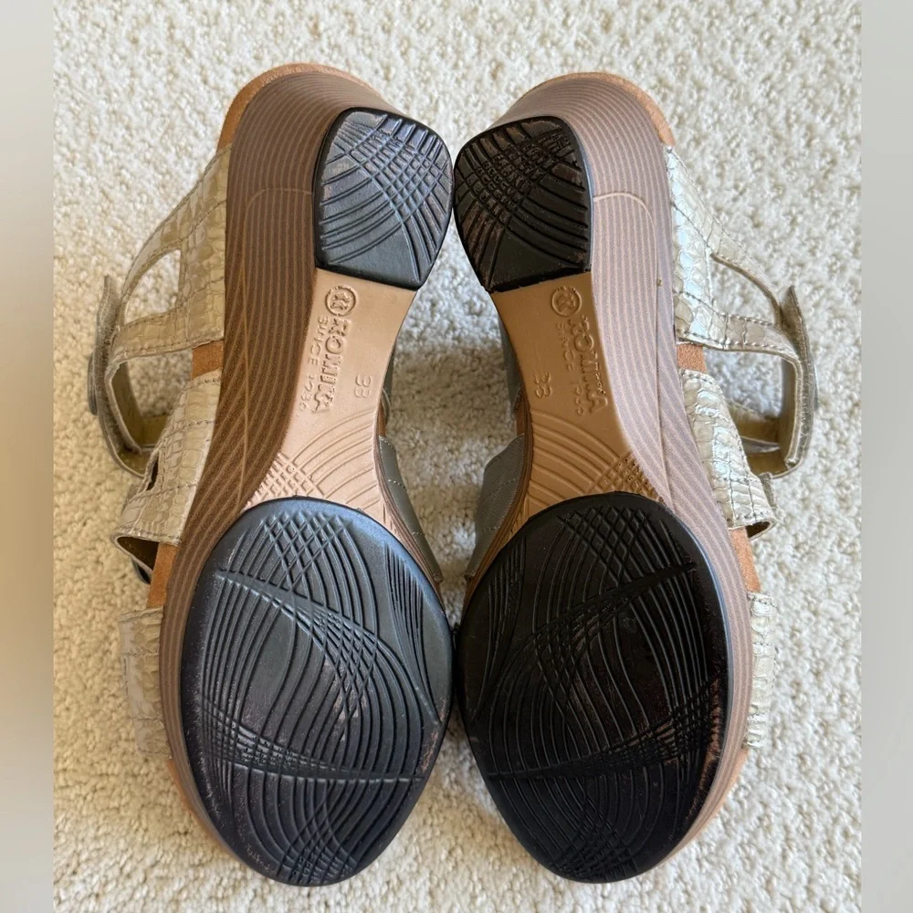 Romika Silver Metallic Strappy Wedge Adjustable Strap Sandal‎ Size 38 (7-7.5)
